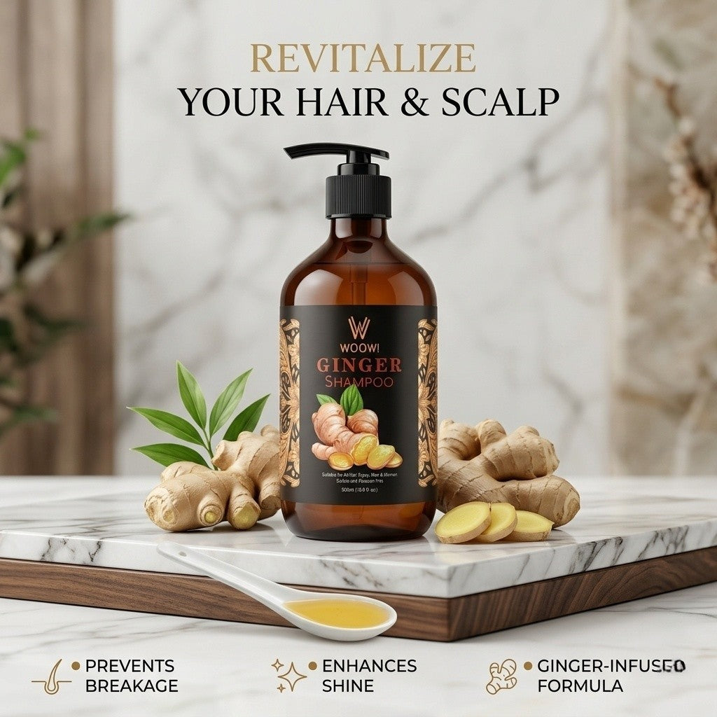 Woow Ginger Oil Hair Growth Shampoo / Conditioner (500ml) | Anti-Hair Loss, Scalp Purifying & Deeply Nourishing