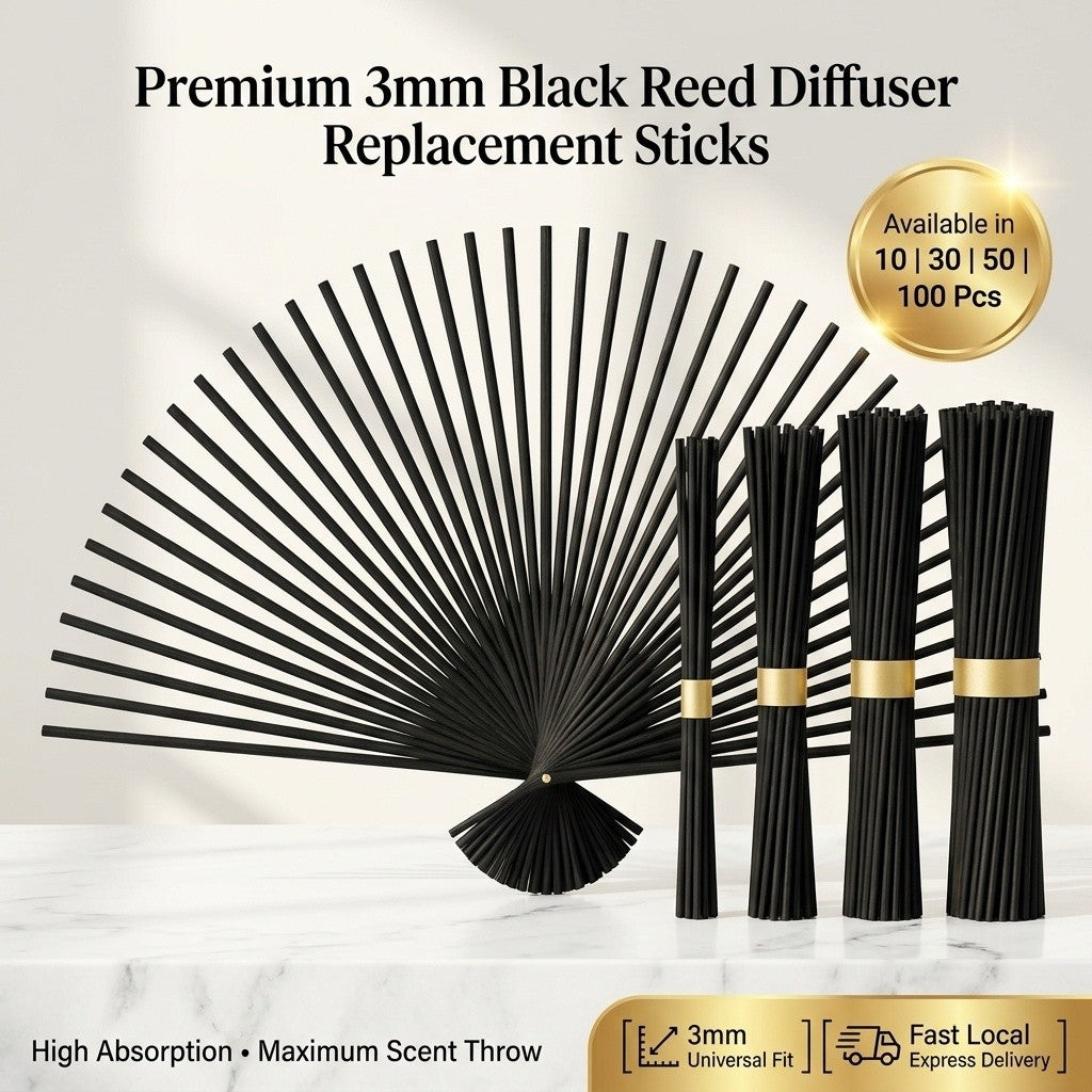 3mm Black Reed Diffuser Sticks | High Absorption | Aroma Sense